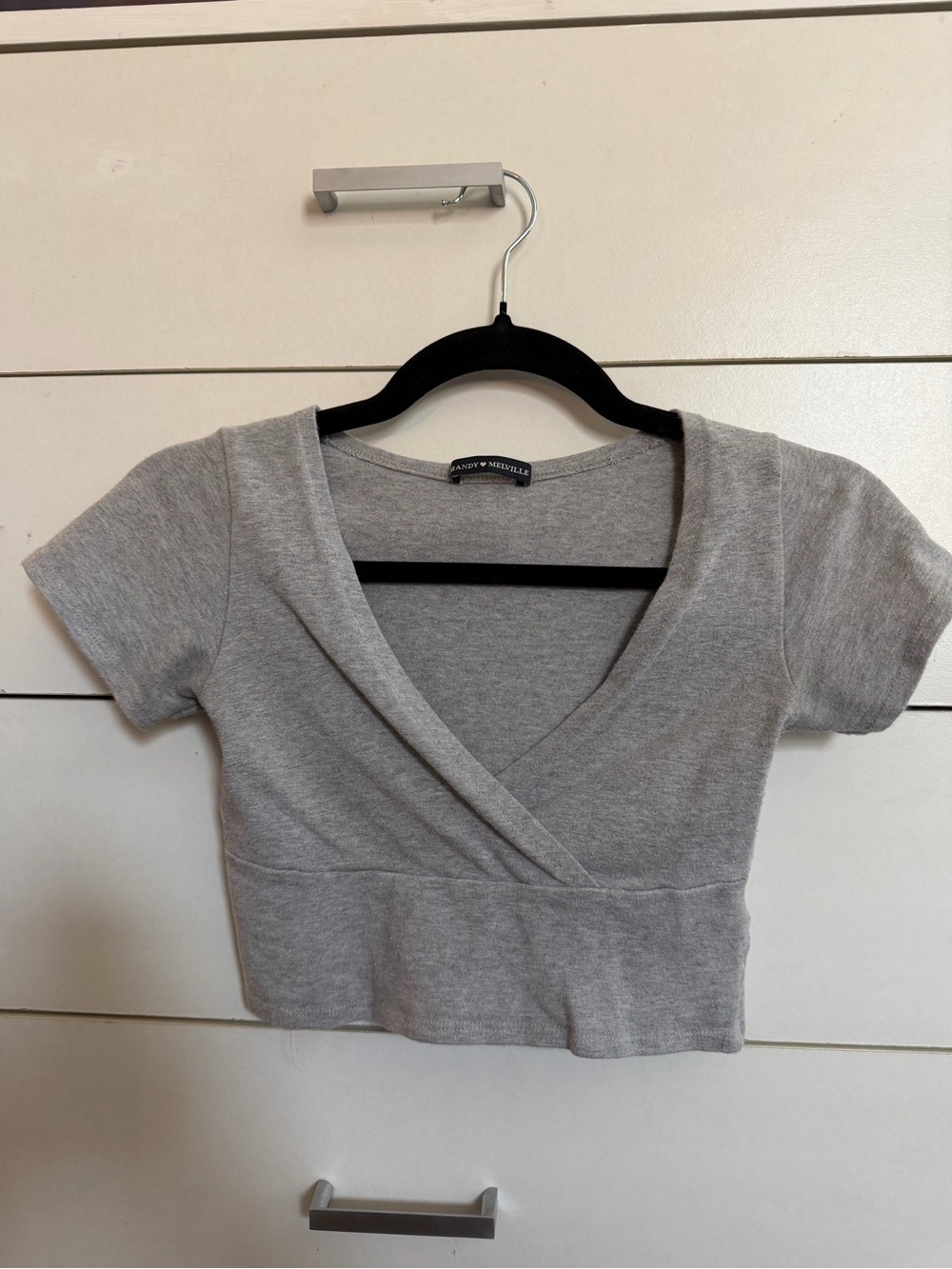 Brandy Melville Heather Gray Cropped Wrap Top